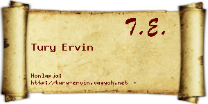 Tury Ervin névjegykártya